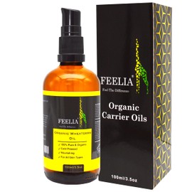 Feelia - Organic Wheat Germ Oil - Cold Pressed, Rich in Vitamins E & A, Nourishing and Moisturising, 100% Pure & Organic (100ml)