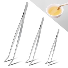 3 pcs Kitchen Cooking Tweezers (20cm and 25cm and 30cm),Barbecue Tweezer Kitchen Tools，Chef Tweezer Tongs Professional，for Kitchens, Restaurants, Buffets, Weddings and Parties of All Kinds(Inclined)