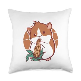 Christmas Huhn Haustier, lustige Sprüche Cute Hamster with Corn on The Cob for Men Women Kids Throw Pillow, 18x18, Multicolor