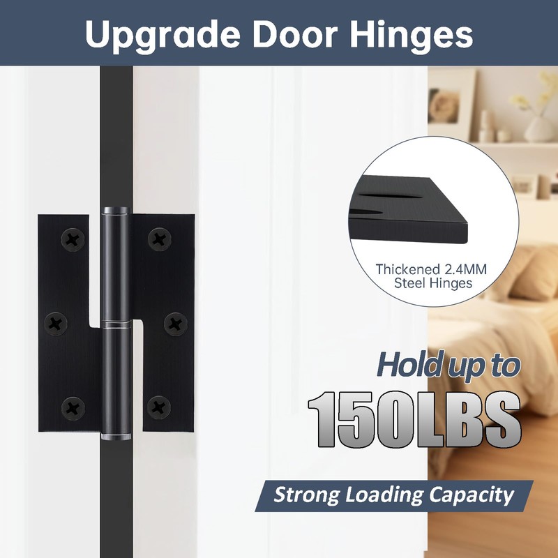 6 Pack Door Hinges Black Matte 3.5in x 2.5in Stainless