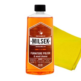 Milsek Furniture Polish, Orange Oil Furniture Cleaner and Polish Cloth, 12 fl oz
