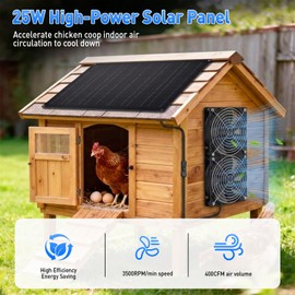 HASDSAGY Solar Powered Fan, 25W Solar Fans for Outside Vent Exhaust Fan Waterproof for Shed Chicken Coops Greenhouse Doghouses Pet House for Intake or Exhaust Air Cooling