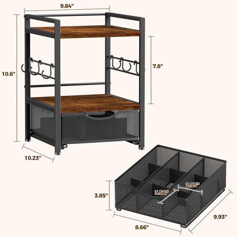 Plaviya 3-Tier Tea Bag Organizer with Drawer for Countertop