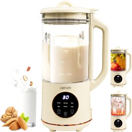 LMFUEN Automatic Nut Milk Maker,Blender for Kitchen 40oz Cold Drinks,27oz Hot Drinks,Soy Milk Maker,Rice Paste,Juice,Baby Food Hot Blender,Corn,Crushing Ice,Delay Start/Keep Warm/Boil Water (White)