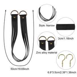 Leather Curtain Tiebacks Curtain Buckle Vintage Curtain Tie Backs Leather Curtain Rod Holder for Home Offic Living Room Bedroom 2 Pcs (Black, Narrow)