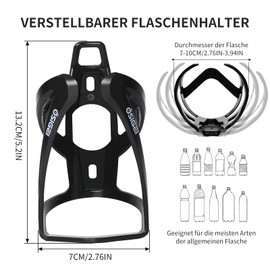 OSIGEI Bottle Holder Bicycle Updated Version Drink Holder 35 g Lightweight Water Bottle Holder Colour Gradient Drink Holder Bicycle for MTB and Road Bikes (Black)