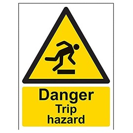 V Safety Danger Trip Hazard Warning Sign - 150mm x 200mm - 1mm Rigid Plastic