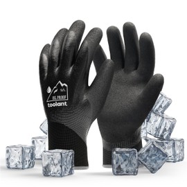 Waterproof Gloves for Men and Women, Freezer Gloves with Grip, Double Nitrile Dipped for Extreme Oil Repellent, for Construction, Mechanics, Mining, Plumbing, Black, Large