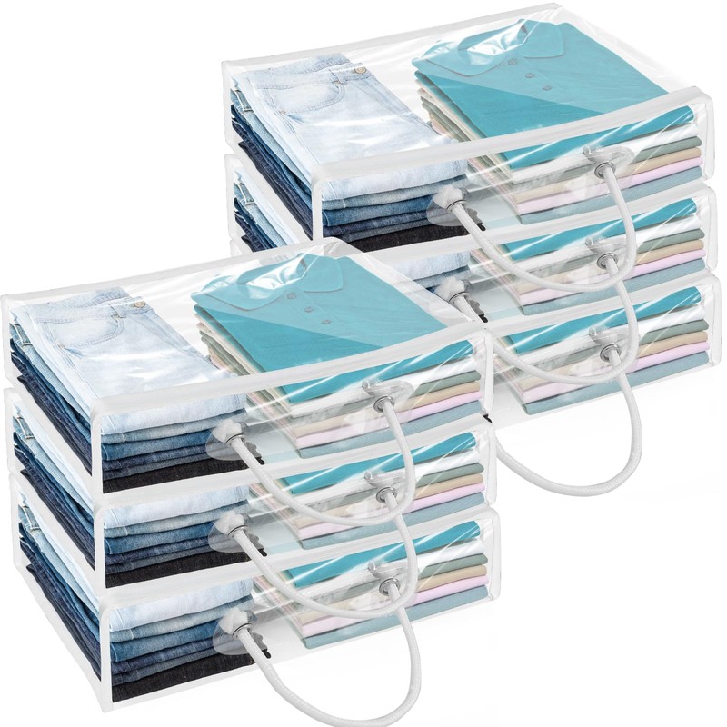Abizarch 6 Pack Large Clear Clothes Storage Bag,Travel Packing Cube,