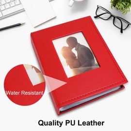 Vienrose Small Photo Album 4x6 Photos, 2 Pack Leather Cover Mini Photo Book, 26-Page Holds 52 Pictures, Artwork or Postcards Storag, Red