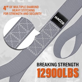 Haccoplanet 8PK Soft Loop Motorcycle Tie-Down Straps, 1.6 x 17inch 10000LB Break Strength, Heavy Duty Tie Down Loops for Securing ATV, UTV, Dirt Bike, Lawn & Garden Equipment (Grey)