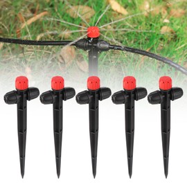 Drip Irrigation Centre, Adjustable 360 Degree 8 Hole Dripper with Stake for 1/4 Inch Drip Irrigation Hoses, Ideal for (4-7 mm) Garden Hose Irrigation System (Red, 25 Pieces 8 Hole Dripper)