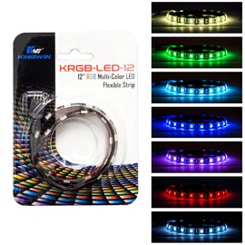 Kingwin RGB LED Strip Lights, LED Light Strip For Computer Case, PC, Laptop, Home, Office, and Background Lighting. Ultra Bright 5050 SMD Strip Lights, 12 Inches [Asus Aura RGB Compatible]