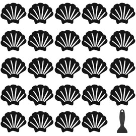 24Pcs Non Slip Bathtub Stickers Bath Safety Strips Non Slip Shower Stickers Adhesive Decals with Scraper Shell Style for Bathtub Bathroom