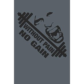 Without Pain No Gain: Fitness Journal. Format A5, 120 pages, fine light grey lined. Daily entries, notes and physical fitness journal. Notebook for your fitness and bodybuilding progress