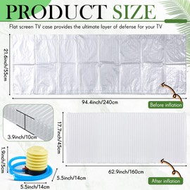 3 Pcs TV Moving Cover Inflatable Bubble Column TV Protective Cover Fits up to 62''w x 36''h (fits 65'' and Below), Flat Screen Protector with Inflator for Housewarming Moving Renovation Storing