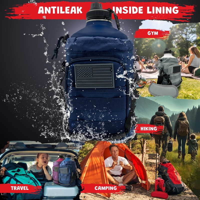 LUNCHALOT 1 Gallon Water Bottle - 128 Oz Insulated Stainless