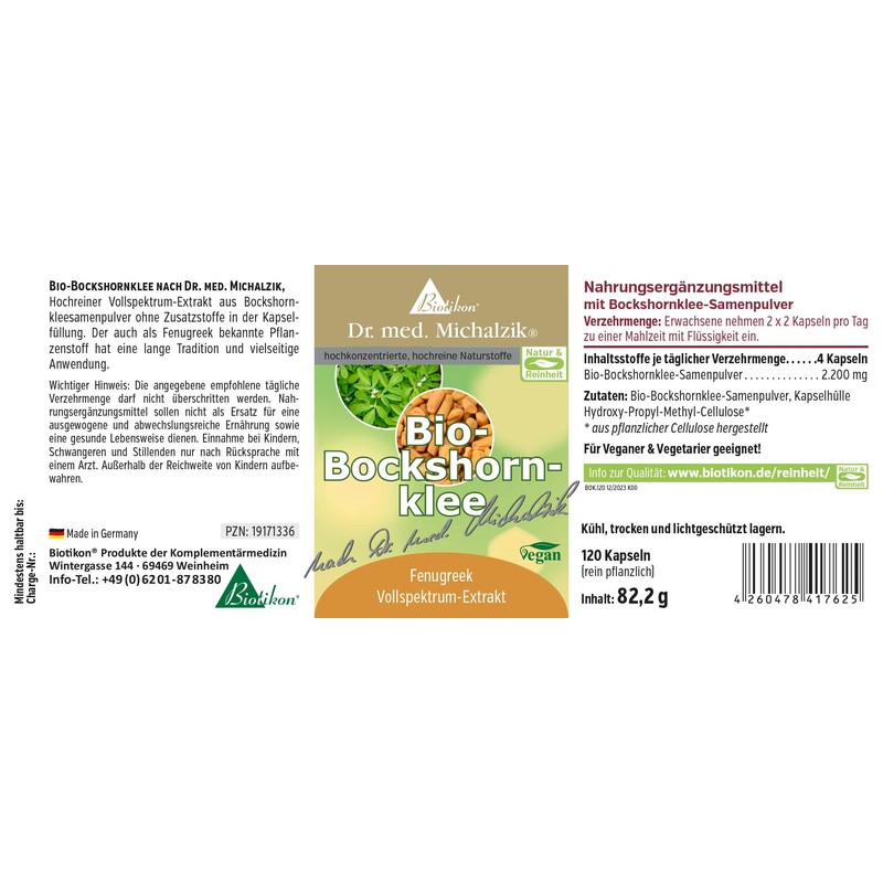 Organic Fenugreek According to Dr. Michalzik without Additives Biotikon®