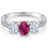 Gem Stone King 2.52 Cttw Red Created Ruby 3-Stone Engagement