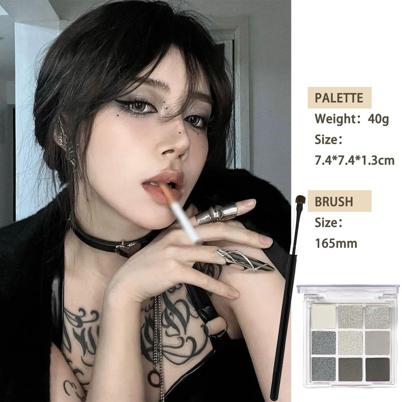 Black Eyeshadow Palette, Smokey Silver Glitter Gothic Eye Shadows Palettes