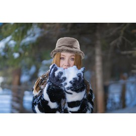 Winter Faux Fur Fuzzy Bucket Hat with Adjustable Drawstring,Fluffy Warm Hat for Women, Plush Fisherman Hat (US, Alpha, One Size, Gray)