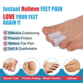 Toe Sleeves, Toe Protectors, (14pcs) Silicone Toe Sleeves Open Toe Tubes for Blisters, Corns, Calluses, Hammer Toes, Rubbing, and Ingrown Toenails (3 Pairs Large + 4 Pairs Medium)