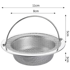 2 Stück Abflusssieb - Sieb für Spülbecken mit Griff, Abflusssieb Edelstahl Rostfrei, Spülbecken Sieb Verstopfungsschutz Küche Abfluss Spüle für Dusche,Badewanne, Küche (11 x 8 x 3 cm)