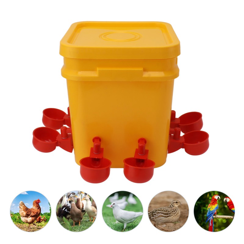 Automatic Chicken Waterer Cup with 12L Handheld Barrel Poultry Drinking