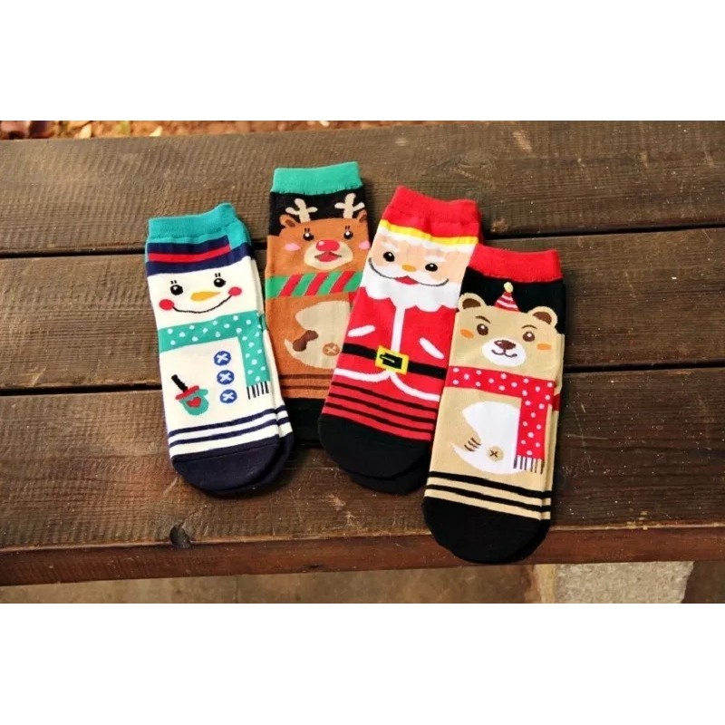 Patry Deluxe Paq 4x Calcetin Figuras Navideñas Santa, Reno, Pinguno,