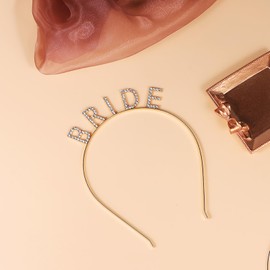 GFLPO Bride Headband Rhinestone Bride Headband Bride Tiara Bachelorette Party Headband Sparkling Crystal Bride Crown Headpiece Hair Accessories for Bridal Shower,Bachelorette Party,Wedding