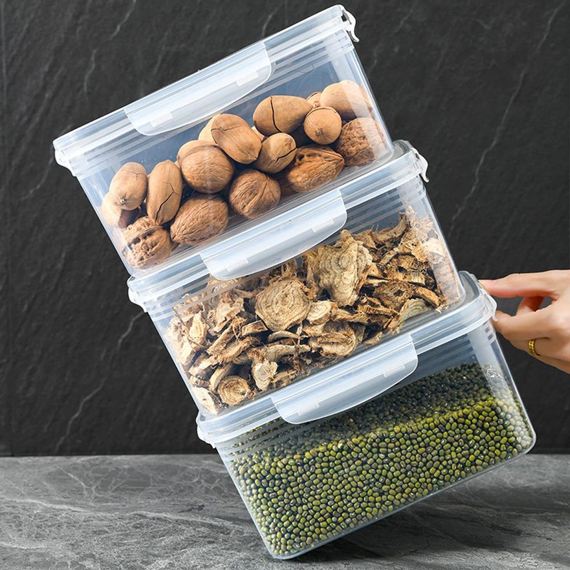 flexman Pack of 3 Fruit Storage Containers, Transparent, Non-Safe Drain