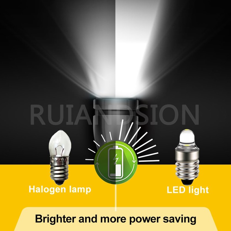 Ruiandsion 4pcs E10 LED Bulbs 3V 6000K White LED Bulbs