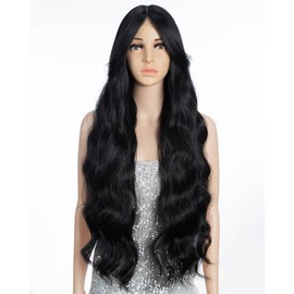 JOEDIR LUX Transparent Lace Front Coloured Wigs Pre Plucked Glueness Wig Long Synthetic Wigs for Women 4 inches Middle Parting Baby Hair Wig Party Date Daily Wear Natural Looking Wig