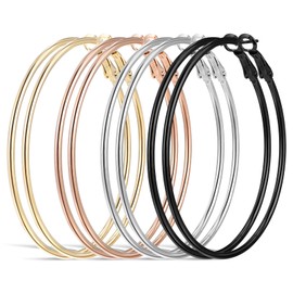 Tyqour 4 Pairs Large Hoop Earrings Set, Stainless Steel Hoop Earrings Length, Silver Hoop Hoop Circle Gold, Hypoallergenic Circle Endless Hoop Earrings for Girls and Women, Stainless Steel