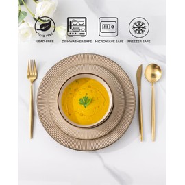 GBHOME Ceramic Dinnerware Sets, 18 Piece Embossed Elegant Stoneware Plates and Bowls Sets, Housewarming Wedding Gift | Dishwasher & Microwave Safe | Dishes Set Service for 8