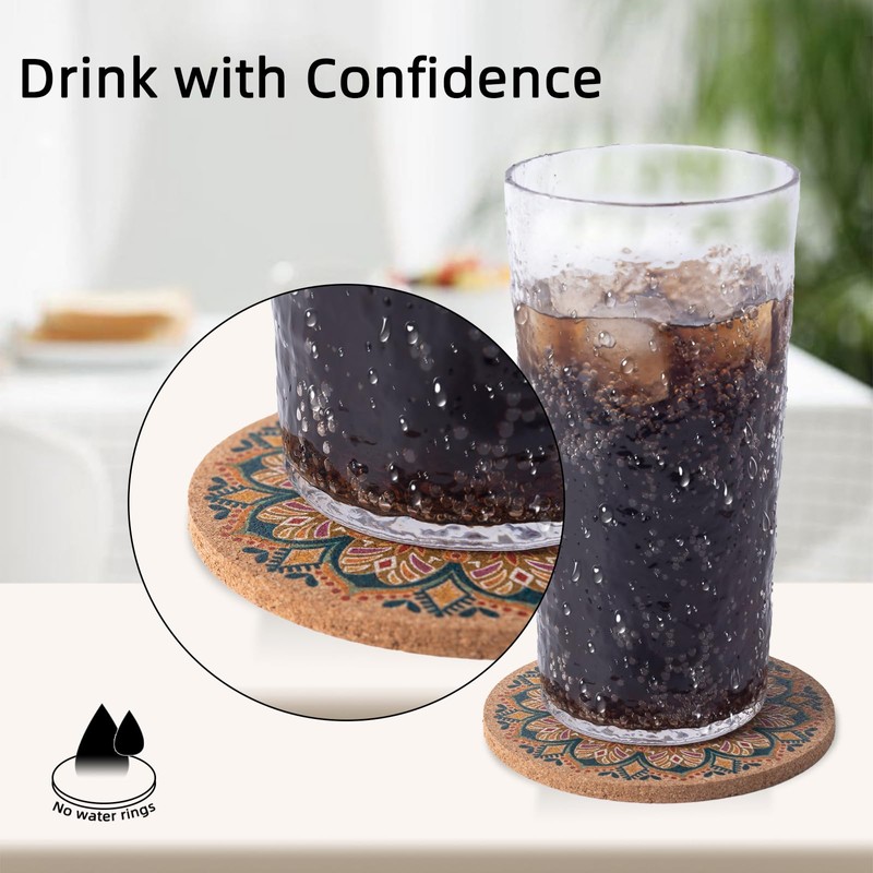 STARUBY 12 Pcs Cork Coasters, Coasters for Drinks, Coasters for