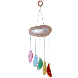 mookaitedecor Colorful Agate Slices Wind Chimes for Home Garden Decoration 18-22 Inches