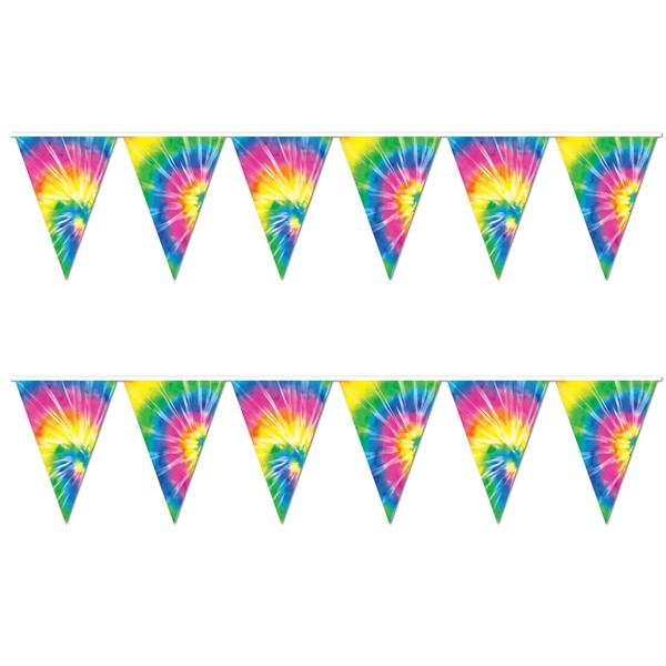 Tie Dye Pennant Banner - Indoor/Outdoor Party Garland Decorations for