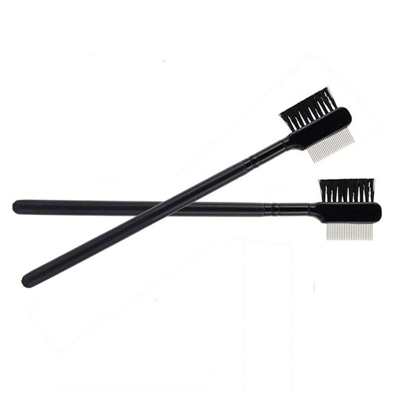 2Pcs Eyebrow Brush with Metal Teeth Eyelash Comb Separator Brow