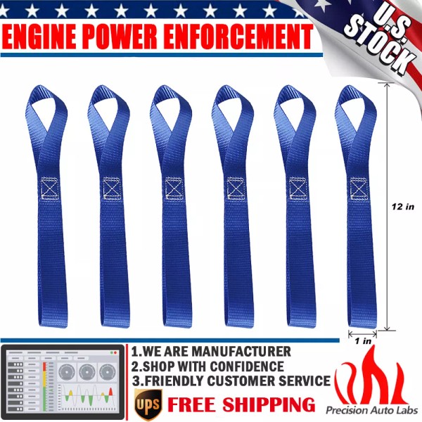 Precision Auto Labs 6 Pack Soft Loop Tie Down Straps