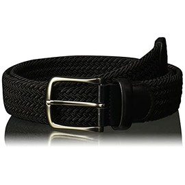 Perry Ellis Men's Woven Stretch Leather-Trim Belt