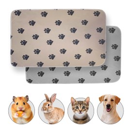 JT Pet Guinea Pig Cage Liner - Pack of 2 Washable Pee Pads for Dogs, Smooth Fleece Guinea Pig Bedding for Cage & Crates, Reusable & Waterproof Puppy Pee Pads - 36x24 Inches, Brown Grey Paw Prints