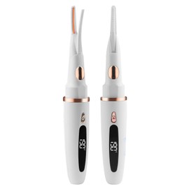 Heated Eyelash Curlers - 2 in 1 Clip- Type Electric lash Curler Best Seller 5S Heating Eyelash Curler LED Display 3 Temp Settings for Makeup Tools USB Rechargeable Natural Curling-White