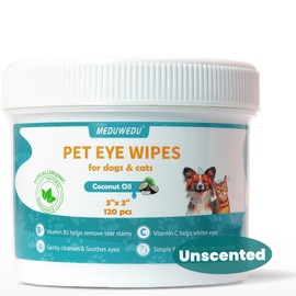 MEDUWEDU Eyes Wipes for Dogs & Cats 120 Counts, Grooming Kit Care for Dogs and Cats, Gently Remove Tear Stain, Eye Debris, Discharge, Mucus Secretions, Unscented
