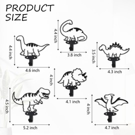 OYEFLY 6 Pcs Dinosaur Coat Hooks,Metal Dinosaur Room Decor (Style 2)