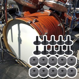 BQLZR Black Drum Set Replacement Parts Felt Washers + Plastic Long Cymbal Sleeves with Flange Base Pack of 10