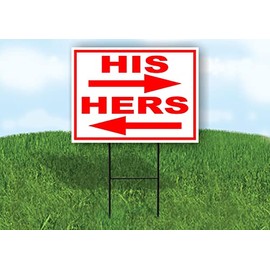 HIS HERS arrows red - Double Sided Yard Sign ROAD SIGN with Stand