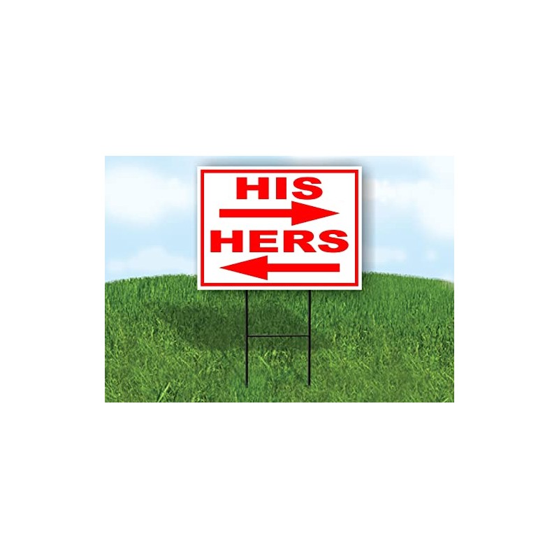 HIS HERS arrows red - Double Sided Yard Sign ROAD