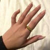 Chunky Croissant Rings,Women Girls Gold Croissant Dome Ring Signet Twist