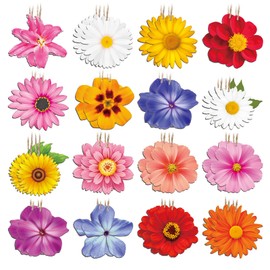 32 Pcs Spring Ornaments for Tree, Wooden Flower Sunflower Daisy Spring Summer Hanging Decorations, Tree Ornaments for Birthday Wedding Baby Shower Party Decoration